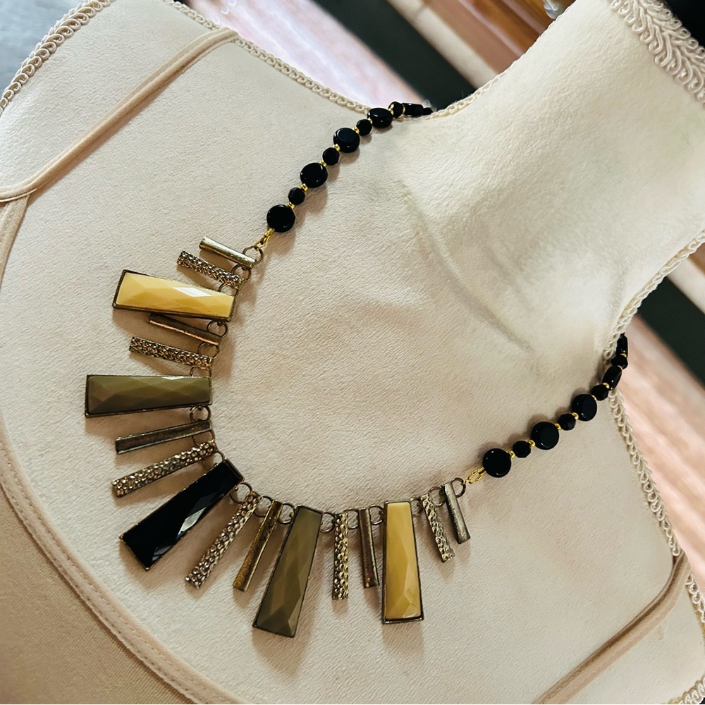 Handcrafted repurpose faceted disc link beaded necklace